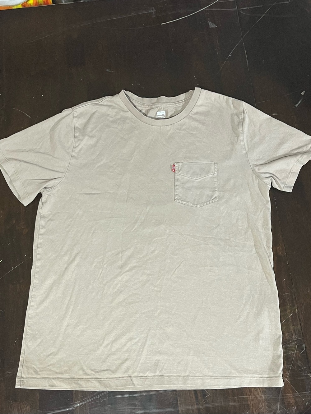 Levi's Men's Tan Pocket Crew T-Shirt, Standard, Sz L